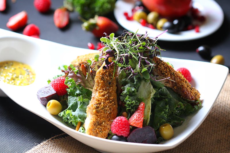 Grilled Chicken Salad with mixed greens and balsamic dressing
