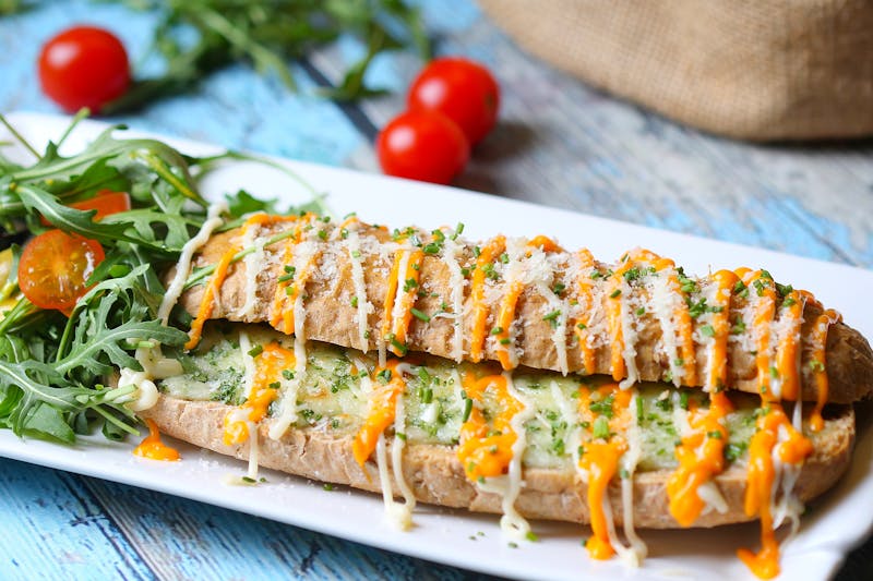 Garlic Cheesy Bread golden brown with herbs